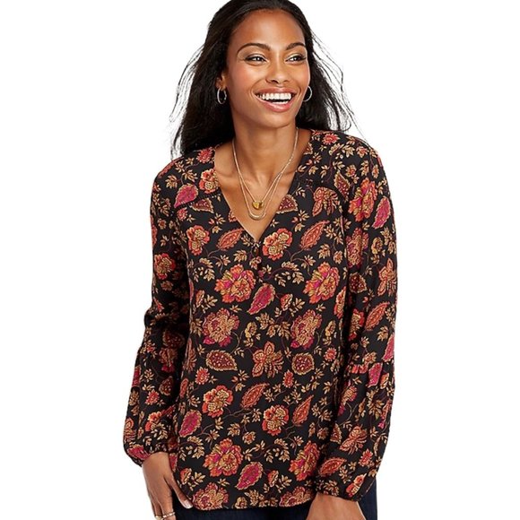 Maurices Black Floral Tunic Top Blouse - Plus Size 4 - Picture 3 of 8